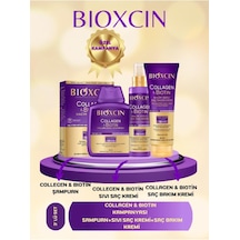 Bioxcin Collagen &amp Biotin Hacim Şampuanı 300 Ml + Saç Kremi 250 Ml + Sıvı Saç Kremi 150 Ml 3'lü Set Beyaz