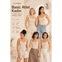 Loule Kadın 5'li İp Askılı Atlet Ten Bambu