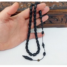 Soma Tesbih Akay Usta İmzalı Kapsül Kesim Abanoz Ağacı Tesbih... Ölçü: 8 X 12