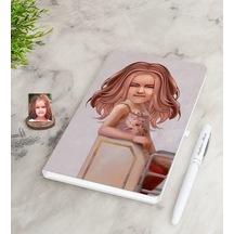 Kişiye Özel Kız Çocuk Illüstrasyon Tasarımlı Beyaz Defter Ve Kale (453315430)