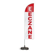 Eczane Yönlendirme Tanıtım ve Reklam Yelken Bayragı Beyaz Logolu