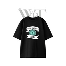 Thewert D20 Bonus Action Tasarım Baskılı Ünisex Siyah Oversize T-shirt
