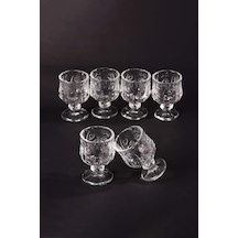 Ayaklı Kahve Yanı Bardağı Kristal Kesim Shot Bardak 7cm X 4 Cm 6 Lı Set