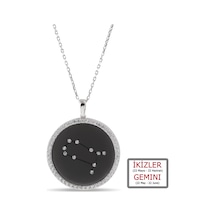 Kuyumcudukkanı Zirkontaşlı"ikizler Burcu"kolye-33019-gemını-blk Siyah - Beyaz