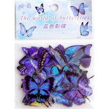 Mavi 40 Adet Zarif Kelebek Çıkartmalar Şeffaf Dekoratif Çıkartmalar Telefon Dizüstü Su Şişesi Planlayıcısı Günlük Defteri Karalama Defteri Mavi