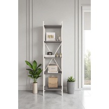 Nilamu Antrasit 45 Cm Kitaplık, Metal Aksamlı, Organizer, Ofis, 45 170 34 Cm Antrasit