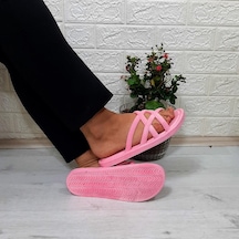 Brn 302 Pembe Ahtapot Hasırlı Kaymaz Kadın Terliği 001