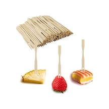 100 Paket Bambu Meze Çatalı, Meze İçin Kürdan, Meyve, Kokteyl, Şarküteri Tahtası Aksesuarları İçin 3,5 İnç Mini Çatal 100 Paket