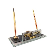 Mertkristal Kristal Masa İsimliği Kalemli Ofis Hediyesi M115GLD