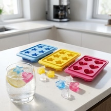 Tr Plastik 6 Bölmeli 3 Desenli Buz Kalıbı Seti, Yıldız-kalp-çiçek Desenli Buz Kalıbı 3 Set 13cm 8cm 3cm Eğle Genel