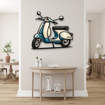 Retro Turkuaz Scooter - Metal Tablo - Dec0207 100 X 91 Cm Çok Renkli