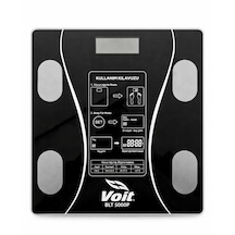 Voit Blt5000 Bluetooth Baskül - Dijital Akıllı Tartı - Yağ Ölçer Tartı - Pil Ve Mezura Hediyeli Tartı - Siyah