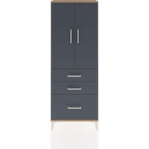Arges Dolap 3 Raflı Tek Çekmeceli 4 Kapaklı 60x30x163 Aytaşı-antrasit Atlas Çam