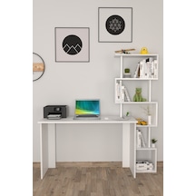 Moonlife Yakamoz Kitaplıklı Çalışma Masası Beyaz