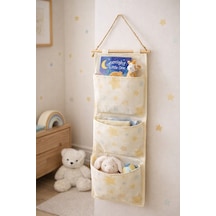 Yıldız Baskılı 3 Cepli Çok Amaçlı Askılı Duvar Tipi Dolap Içi Banyo Mutfak Düzenleyici Organizer 20 X 60 Çok Renkli