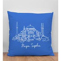 Bk Gift Ayasofya Camii Tasarımlı Mavi Kırlent Yastık, Arkadaşa Hediye, Ev Dekorasyonu, Ev Hediyesi-1