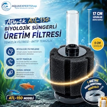 Atlantik Biyolojik Süngerli Üretim Filtresi - Temizlik Filtresi - Pipo Filtre - Aktif Temizlik - . 17x Cm - 1 Metre Hava Hortumu Hediye