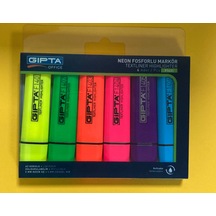 Gıpta Neon Renkler Fosforlu Kalem 6'lı Set