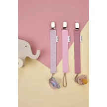 E&f Store 3'lü Emzik Askısı Seti - Puantiyeli Lila - Pembe Çizgili - Gül Kurusu Çok Renkli