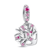 Fubena Pembe Taşlı Aile Ağacı Kalp Sallantılı Charm