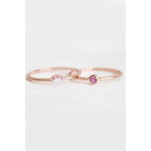Pembe Kuvars Tektaş Yüzük- Ak1257