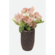 Lüx Beton Retro Tombul Vazoda Yapay Islak Ortana Tanzimi 25 Cm Pastel Somon