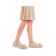 Kiko Kids Cırtlı Fiyonklu Kız Çocuk Babet Ayakkabı Arç 08 Altın