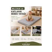 Katlanır Çocuk Yatağı Sünger Yer Yatağı Oyun Minderi Taşınabilir 80x120x6 CM Gri 80 X 120
