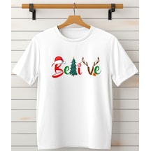 Aselinda Yeni Yıl,yılbaşı,believe Baskılı T-shirt Beyaz