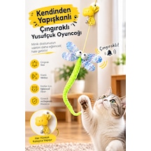 Kendinden Yapışkanlı Çıngıraklı Elastik Kedi Oyuncağı Yusufçuk Peluş Kuyruk