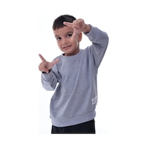 Erkek Çocuk Gri Sweatshirt %100 Pamuk 12 Ay 5 Yaş Rahat Kalıp Basic Günlük Üst Gri