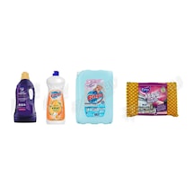 Bingo Giysi Şampuanı 3 L + Sıvı Bulaşık Deterjanı 1500 Ml + Yumuşatıcı Soft 5 L+ Parex Sünger Set Diğer