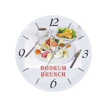 Firmanıza Özel Kahvaltı Brunch Çap 30cm Sessiz Akar Bombeli Gerçek Cam Duvar Saati Siyah