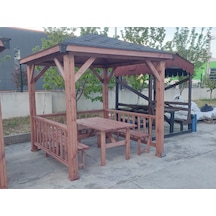 Şen Mobilya Çardak Ahşap Kamelya Pergola Gölgelik Bahçe K05 Maun