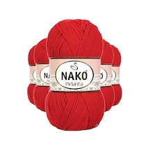 5 Adet Pırlanta Amigurumi El Örgü İpi Yünü Gelincik Kırmızı 6741 Çok Renkli