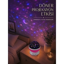 Mey İthalat Döner Projeksiyon Lambası Renkli Yıldız Ve Gökyüzü Efektli