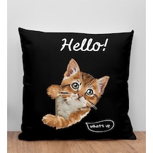 Bk Gift Kedi Tasarımlı Siyah Kırlent Yastık, Arkadaşa , Ev Dekorasyonu, Ev si-4