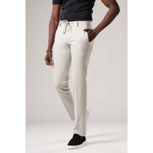 Ecer Slimfit Beli Lastikli Ve İplikli Dokulu Likralı Yazlık Jogger Pantolon gri
