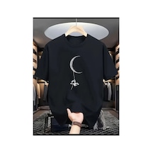 Medinenur Astronot Baskılı Basic T-shirt Siyah