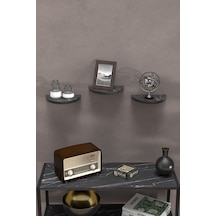 Duvar Rafı Dekoratif 3 Adet Çiçeklik Oval Siyah Mermer Desen