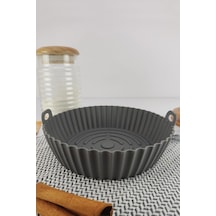 Digithome Yanmaz Yapışmaz Silikon Kulplu Airfryer Kalıbı 20 Cm Gri - Thn75825 Gri