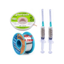 Soldering Wıre 63 Sn-37 Pb Lehim Teli 40 Gr. 03 Mm Flux Lehim Toplama Lehim Emme Fitili 1,5mm Seti 3in1arada St01