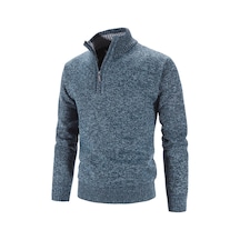 Sonbahar Ve Kış Örme Dik Yaka Basit Bol Artı Kadife Kalın Erkek Kazağı Koyu Gri