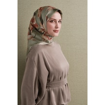 Armine İpek Eşarp 2027 Kış - 9620-34 Soft Yeşil Twill Pudra