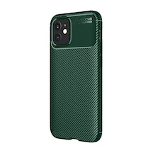 İphone Uyumlu 11 Kılıf Focus Carbon Desen Silikon Kapak Koyu Yeşil