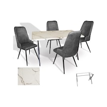 Anemon - Çırağan Masa Takımı Werzalit, Allzalit, Vermodin Tabla 80x120 - Afyon Mermer - Füme Çok Renkli