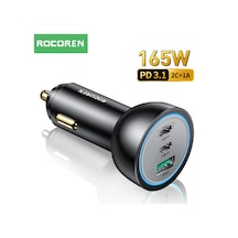 Rocoren 165w 3 Portlu Pd3.1 2 Type-c Ve Usb-a Araç İçi Hızlı Şarj Cihazı + 1 Metre 240w Kablo
