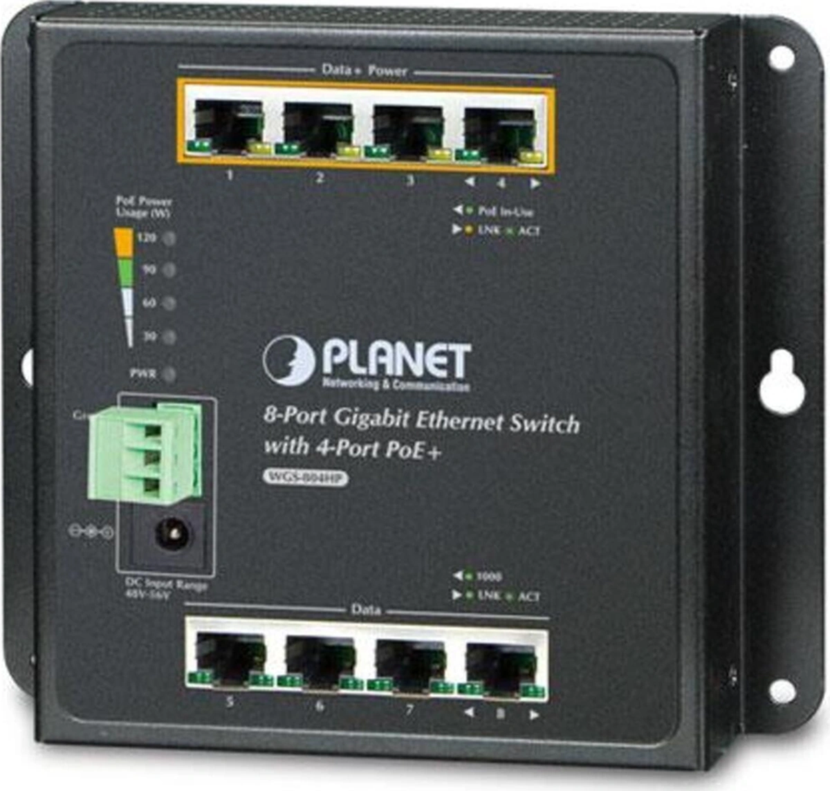 Duvar Tip Yönetilemeyen Poe Switch 8-port 10/100/1000base-t Port-1 Ile Port-4 Arası Ieee 802.3at/a-114327