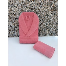 Kadın/erkek Unısex Şalyaka Bornoz Havlu 2 Parça Kırmızı