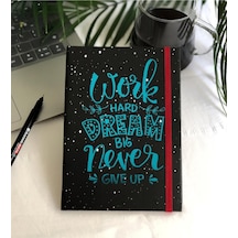 Dream Big Mottolu Sert Karton Kapaklı Çizgisiz Defter Zamansız Ajanda Siyah
